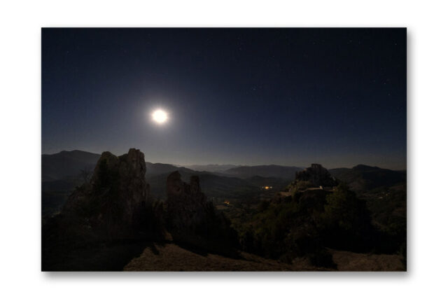 Chateau, cathare , nuit, fantôme, esprit, hanté, lune, paysage